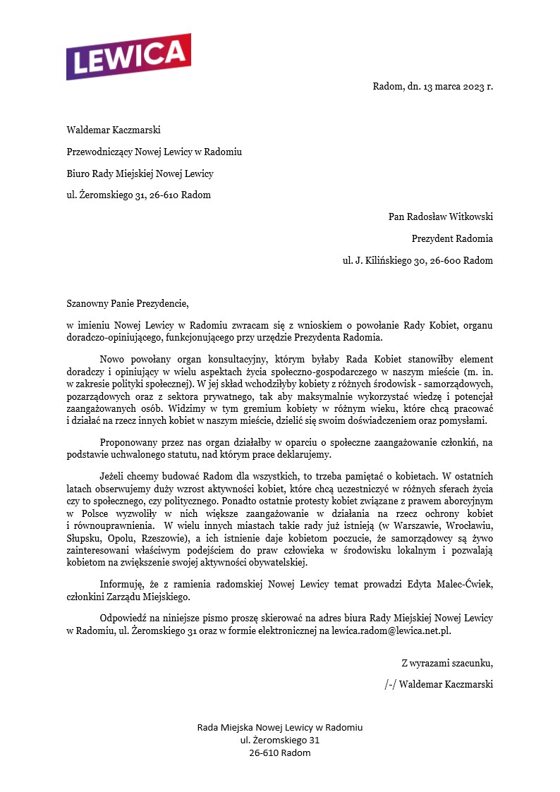 rada kobiet pismo 03.2023r. 1